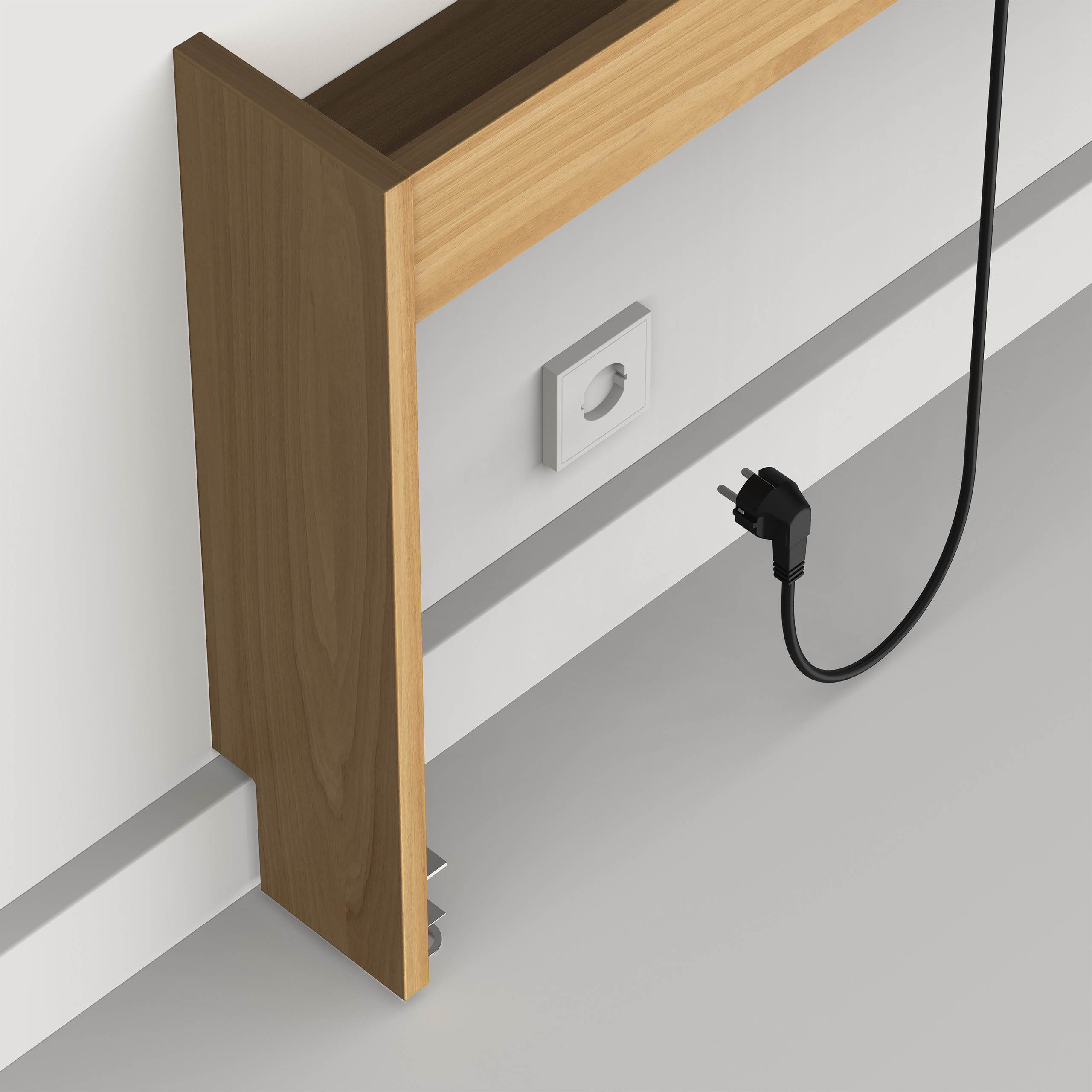 Stecker wird in die Steckdose gesteckt, das Licht ist bereits eingebaut