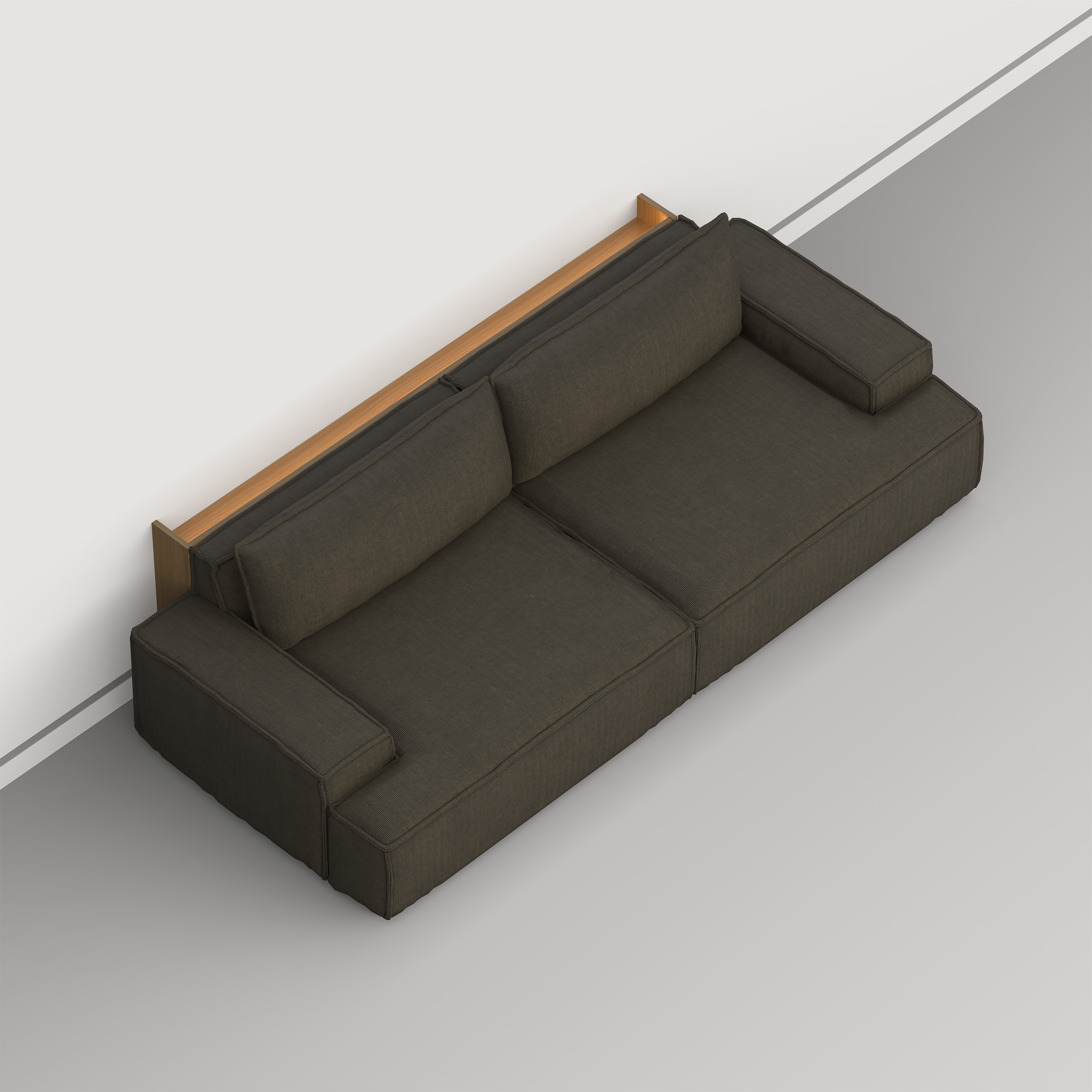 Sofa wird zurück an die fertige Lichtkante geschoben