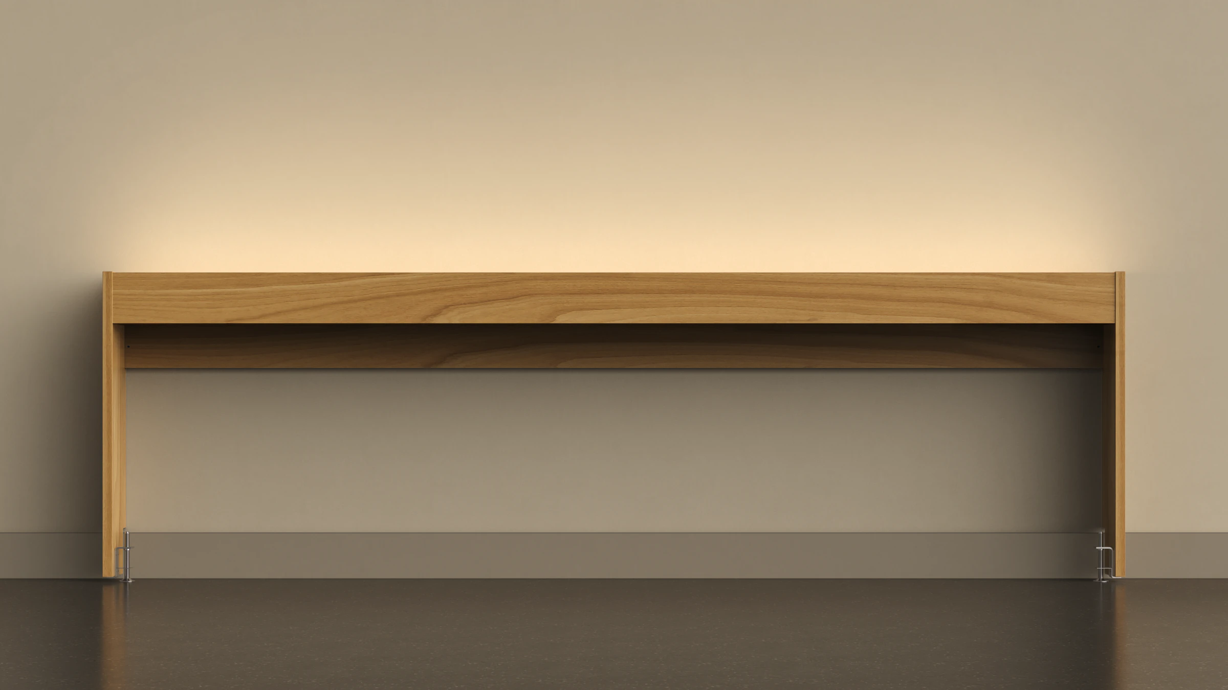 OLVA frontal an der Wand, warmes indirektes Licht – Eiche Natur