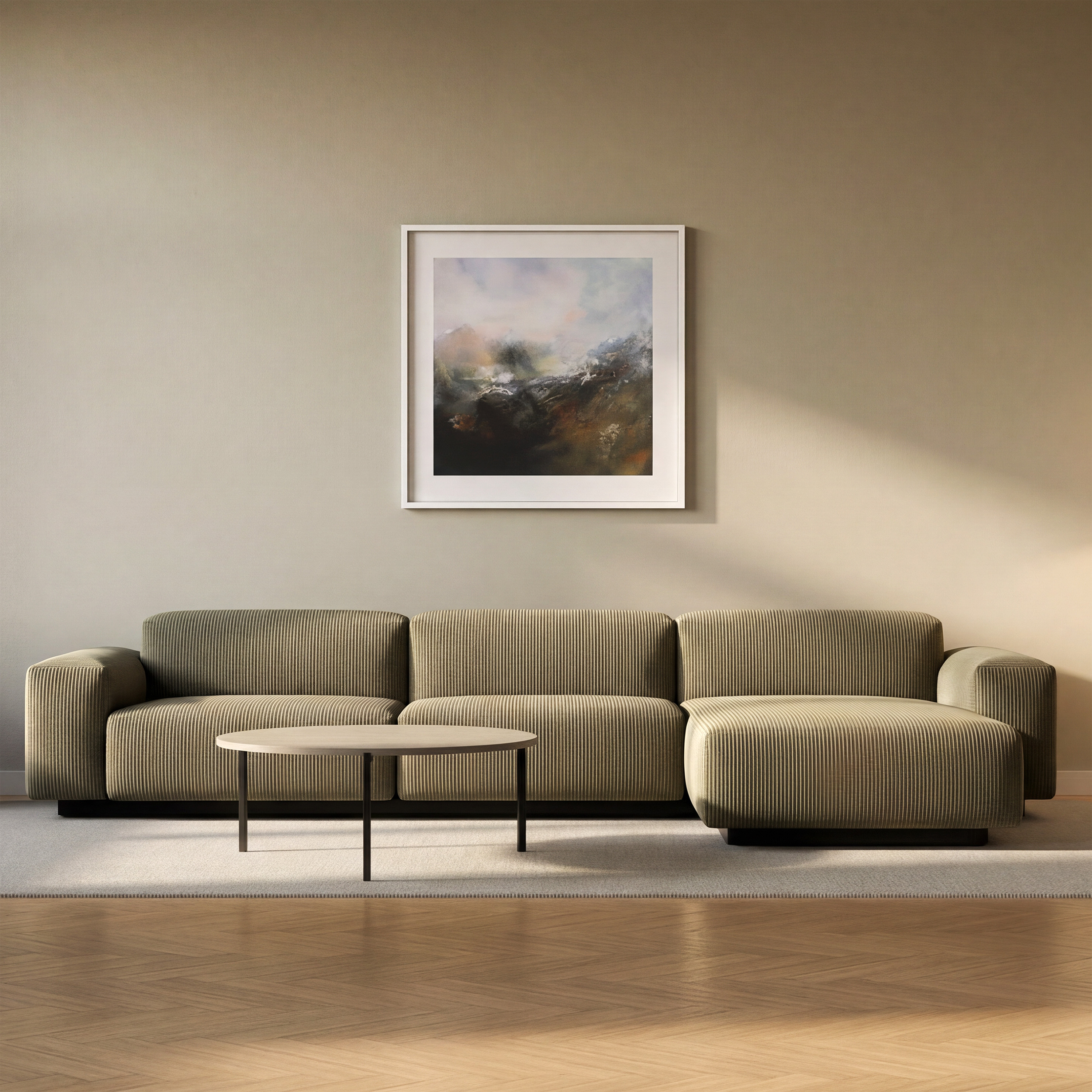 Wohnzimmer bei Tageslicht, ohne Lichtkante