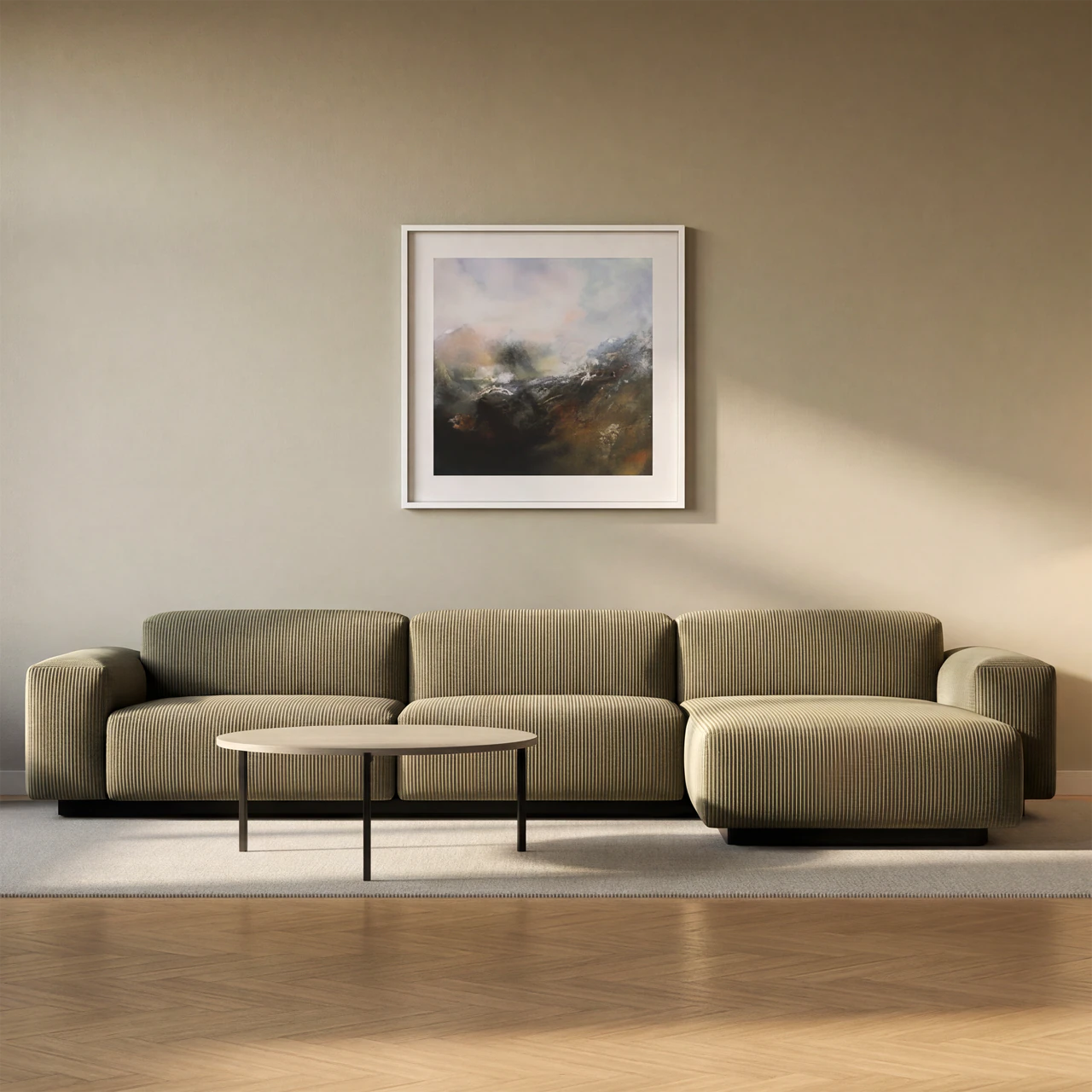 Wohnzimmer bei Tageslicht, ohne Lichtkante