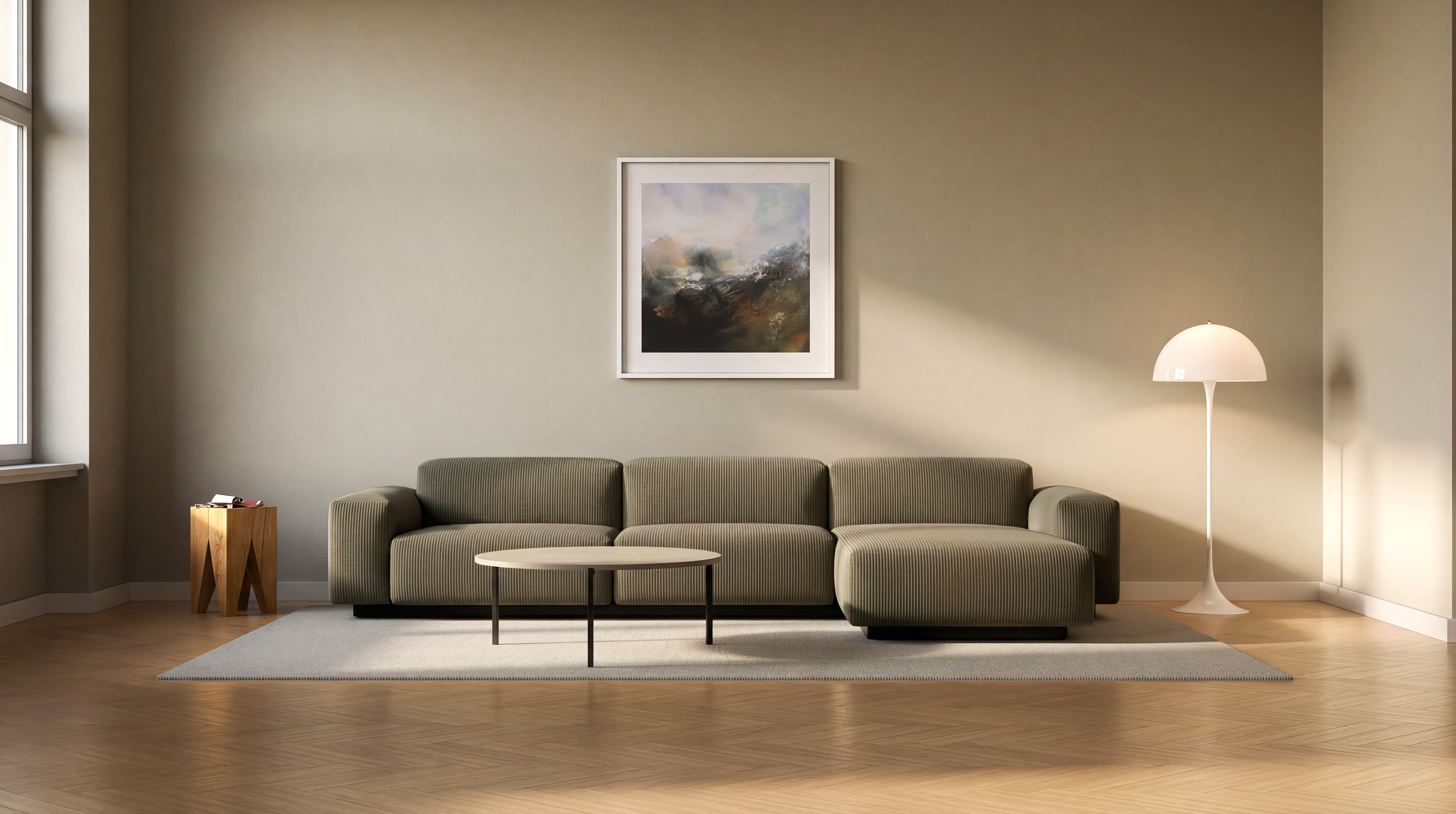 Wohnzimmer bei Tageslicht, ohne Lichtkante