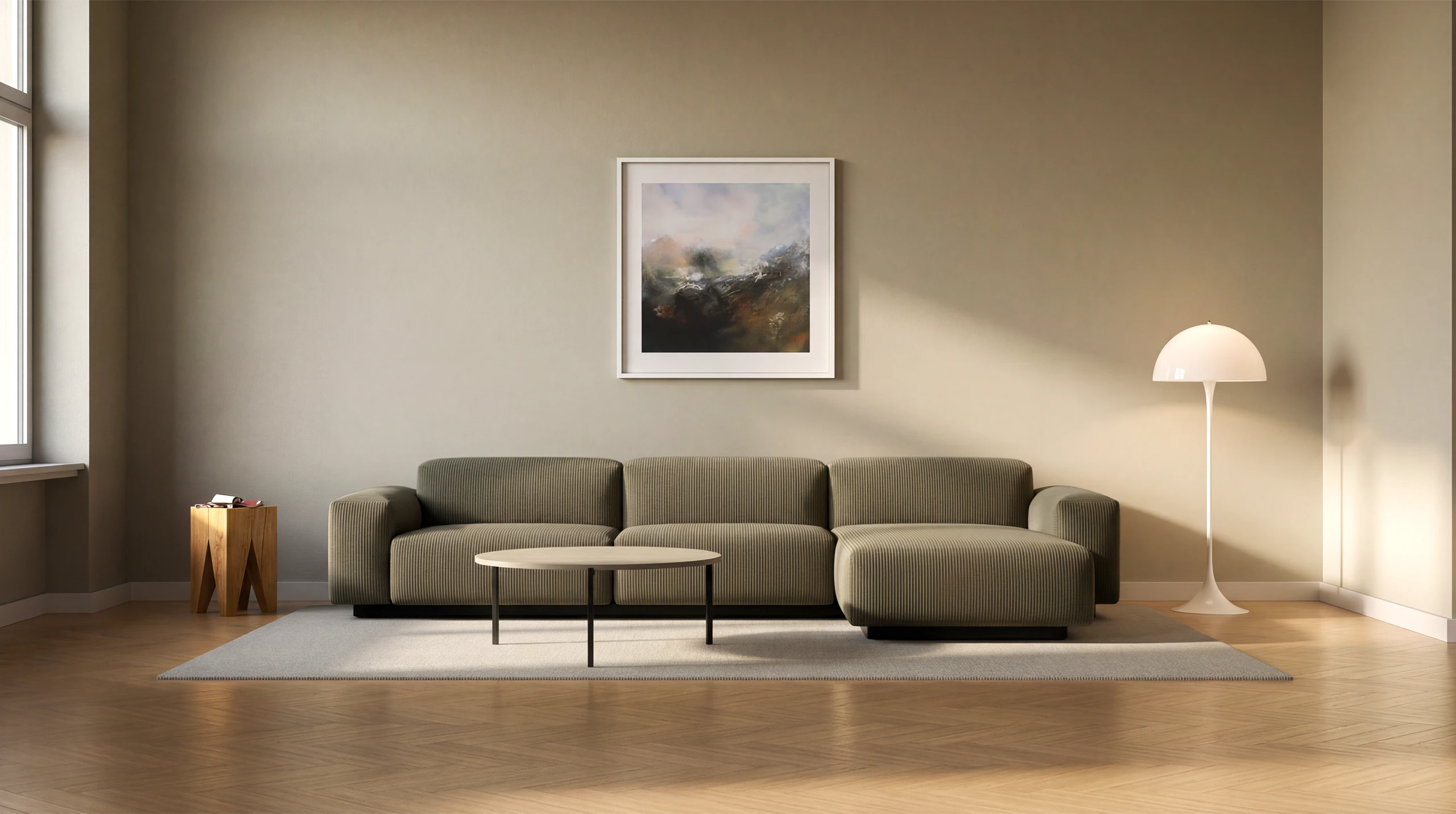 Wohnzimmer bei Tageslicht, ohne Lichtkante